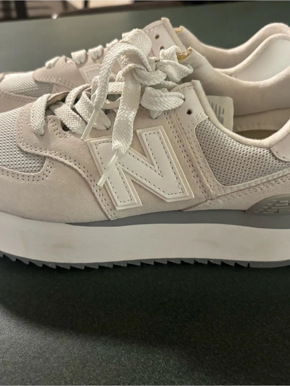 New Balance Women’s Off-White Suede & Mesh Sneaker